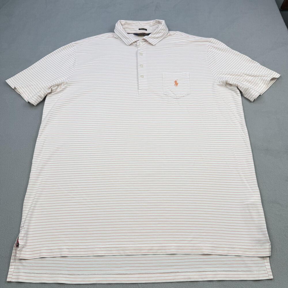 Polo Golf Ralph Lauren Polo Shirt Mens XL White Stripe Golf Stretch Performance